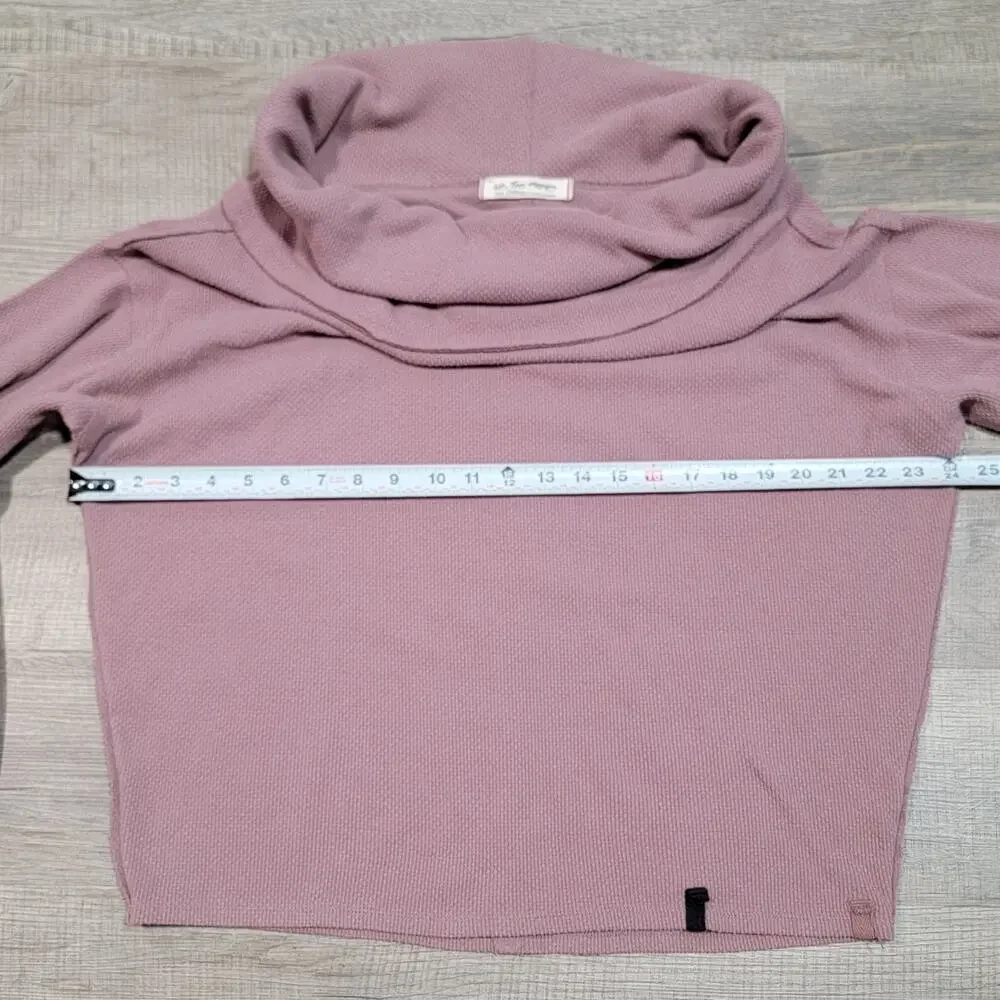 Free People Size Small Oversized Mauve Pink Sweatshirt Thermal Relaxed Cowl Neck